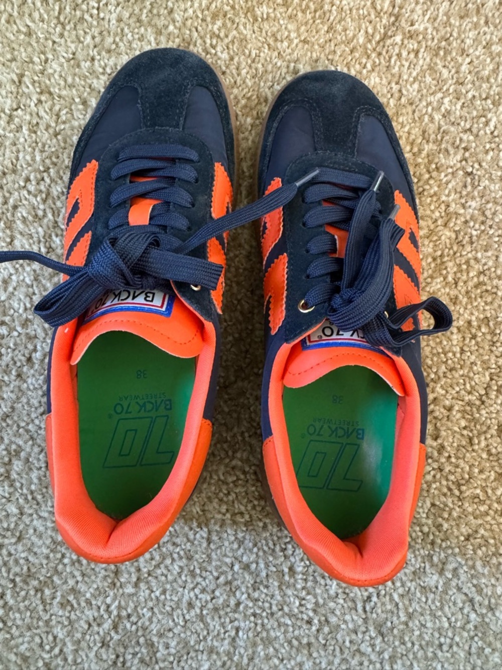 Back 70 Women’s Athletic Sneakers in Navy and Bright Orange